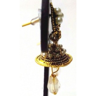 Golden Oxidized Earrings Ethnic Imitation Jewelry Drop Dangle Chandelier - EA49